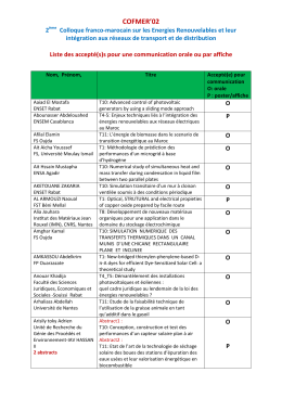 COFMER`02 Liste des accepté(s)s pour une communication