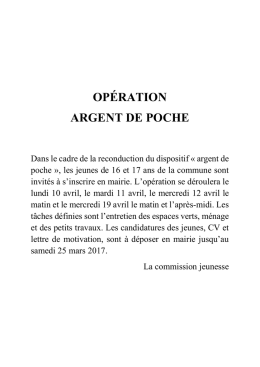 opération argent de poche