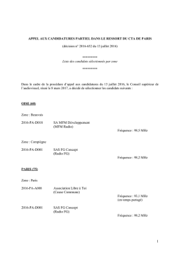 Liste des candidats sélectionnés dans le ressort du CTA de