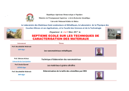 septieme ecole sur les techniques de caracterisation des materiaux