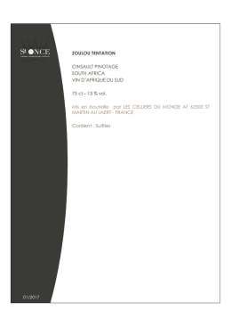zoulou tentation pinotage 0117