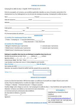 CONTRAT DE LOCATION Camping de la vallée du doux –chapelle
