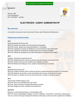 Recrutement CV ELECTRICIEN / AGENT ADMINISTRATIF