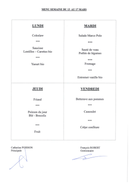 Menus du 13 mars au 7 avril 2017