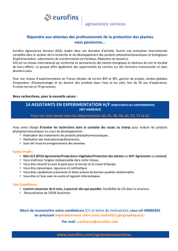 14 assistants en experimentation h/f debutants ou