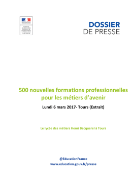 500 nouvelles formations professionnelles pour les m&eacute;tiers d`avenir