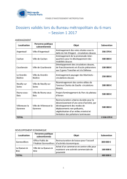 Session 1 2017 - Métropole du Grand Paris