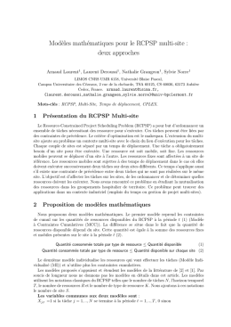 Mod&egrave;les math&eacute;matiques pour le RCPSP multi-site