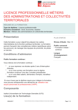licence professionnelle m&eacute;tiers des administrations et collectivit&eacute;s