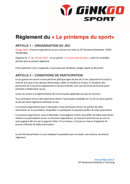 R&egrave;glement du &laquo; Le printemps du sport