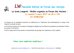 LW Nouvelle &eacute;dition du Forum des Anciens - Lyc&eacute;e Langevin