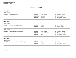 Examens - Avril 2017 - Faculté de pharmacie