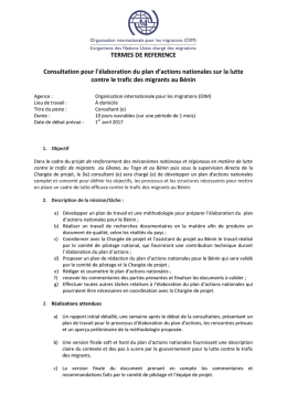TERMES DE REFERENCE Consultation pour l`élaboration du plan