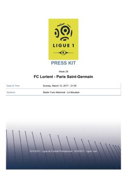 PRESS KITFC Lorient - Paris Saint-Germain - Ligue 1