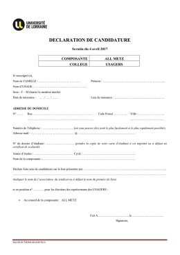 Formulaire pour candidature individuelle