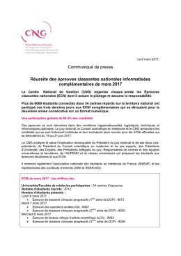 Communiqué de presse Réussite des épreuves classantes