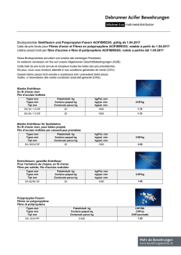 Bruttopreisliste Stahlfasern und Polypropylen