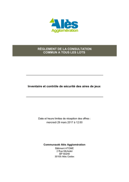 RÈGLEMENT DE LA CONSULTATION COMMUN A TOUS LES