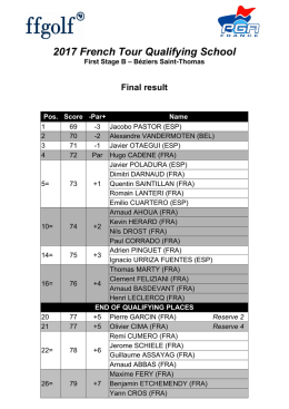 first stage b - final results
