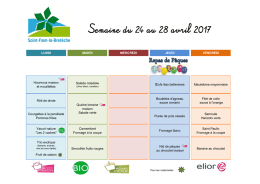 Semaine du 24 au 28 avril 2017