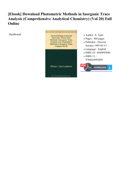 [Ebook] Photometric Methods in Inorganic Trace Analysis