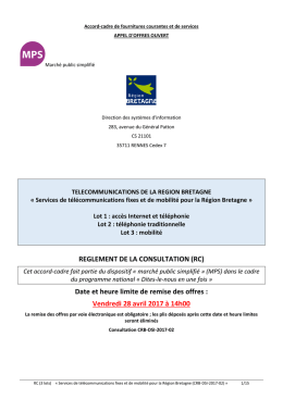 REGLEMENT DE LA CONSULTATION