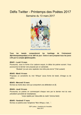 D&eacute;fis po&eacute;tiques Twitter - Printemps des po&egrave;tes