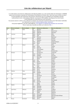 Voir la liste des collaborateurs par d&eacute;put&eacute; au 6 mars 2017