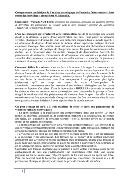 Compte-rendu synthétique de l`analyse sociologique de l`enquête