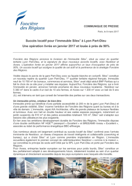 Succès locatif pour l`immeuble Silex1 à Lyon Part