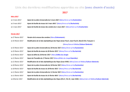 Liste des dernières modifications apportées au site (avec chemin d