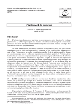 L`isolement de détenus - Coe