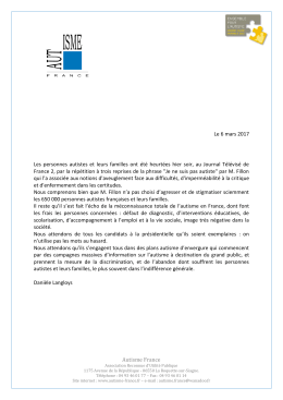 Lire le communiqu&eacute; d`Autisme France