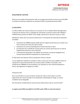 Evolution de l`activit&eacute;