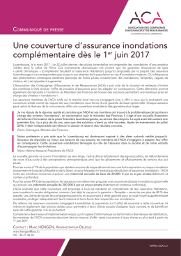 Communiqué de presse - Association des Compagnies d`Assurances