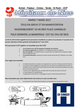 MARDI 7 MARS 2017 TOUS EN GREVE ET EN MANIFESTATION
