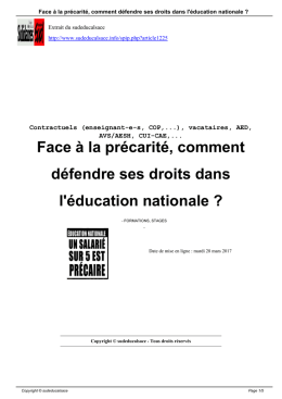 Face &agrave; la pr&eacute;carit&eacute;, comment d&eacute;fendre ses droits dans l`&eacute;ducation