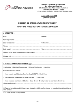 dossier de candidature recrutement pour une prise de fonctions le