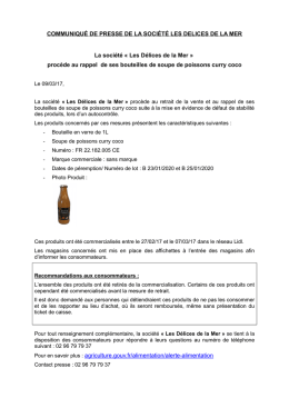 Communiqu&eacute; de presse de la soci&eacute;t&eacute; "Les d&eacute;lices