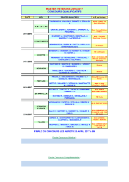 MASTER VETERANS 2016/2017 CONCOURS QUALIFICATIFS