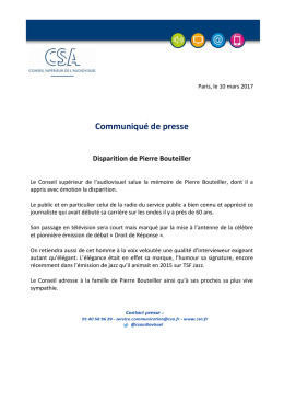 Communiqu&eacute; de presse