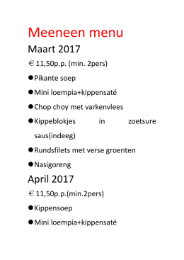 Meeneen menu - Asia Keuken