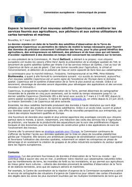 le lancement d`un nouveau satellite Copernicus va