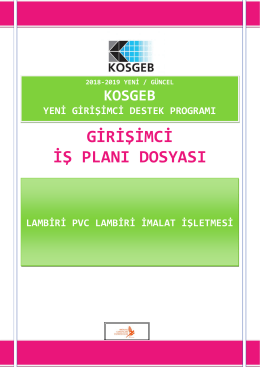 Lambiri pvc lambiri imalat isletmesi kosgeb girisimci destegi is plani dosyasi örnegi 2018 2019 yeni güncel