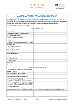 2022 VOLTUR ABD BİLGİ FORMU VE EVRAK LİSTESİ